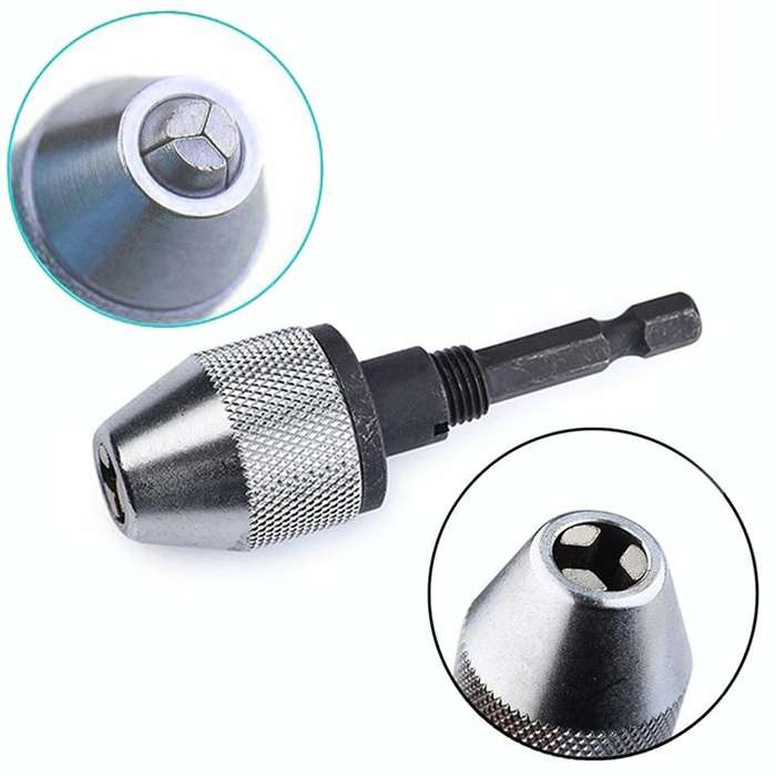 Hex Shank Mini Drill Chuck Conversion Three Jaw Chuck Power Tool, Model:3mm Round Chuck (0.3-3.4mm)