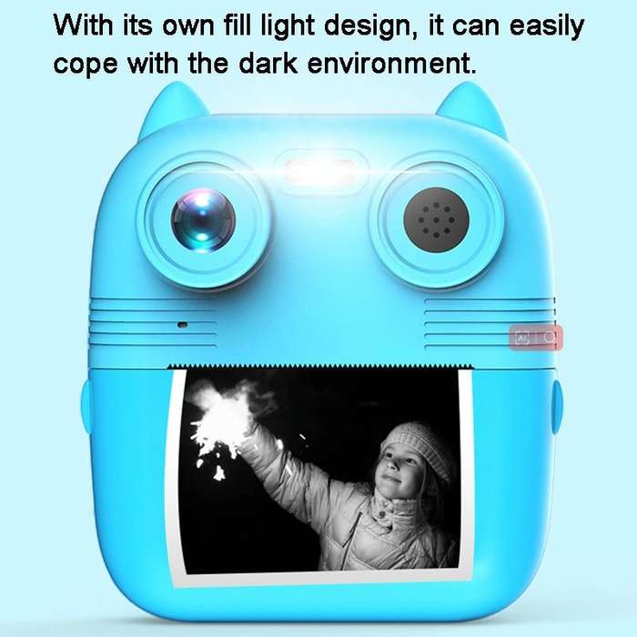 1080P Instant Print Camera 2.8-inch IPS Screen Front and Rear Dual Lens Kids Camera, Spec: Blue+3...
