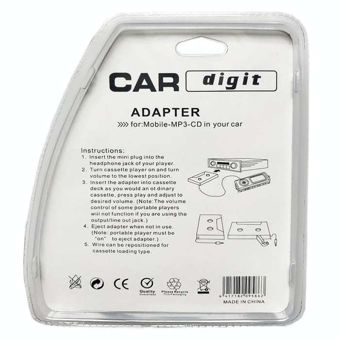 3.5mm Jack Car Cassette Player Tape Adapter Cassette MP3 Player Converter, Cable Length: 1.1m