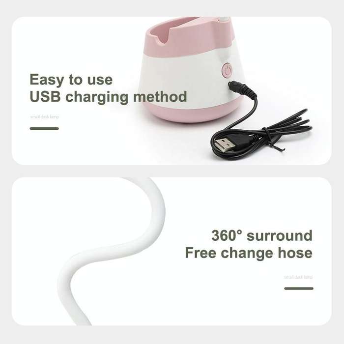USB Charging LED Desk Light Eye Protection Lamp with Pen Holder and Phone Holder(CS276-3 Yellow)