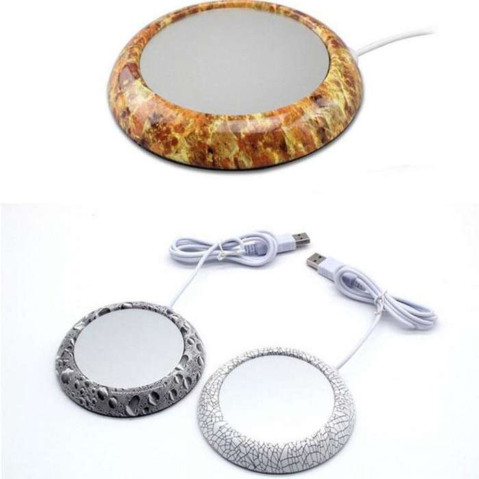 Wood Grain Marble Design USB Desktop Mug Cup Warmer Tea Coffee Drinks Heating Mat Pad, Random Col...