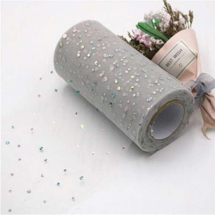 Tulle Roll 25 Yards 13cm Organza Laser Crafts Wedding Decoration Tulle Birthday Party Supplies(Si...
