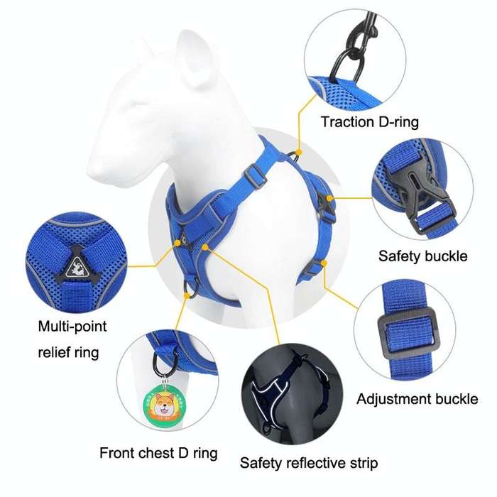 HT-864 Pet Traction Rope Reflective Breathable Dog Chest Strap Vest, Size: L(Coffee)