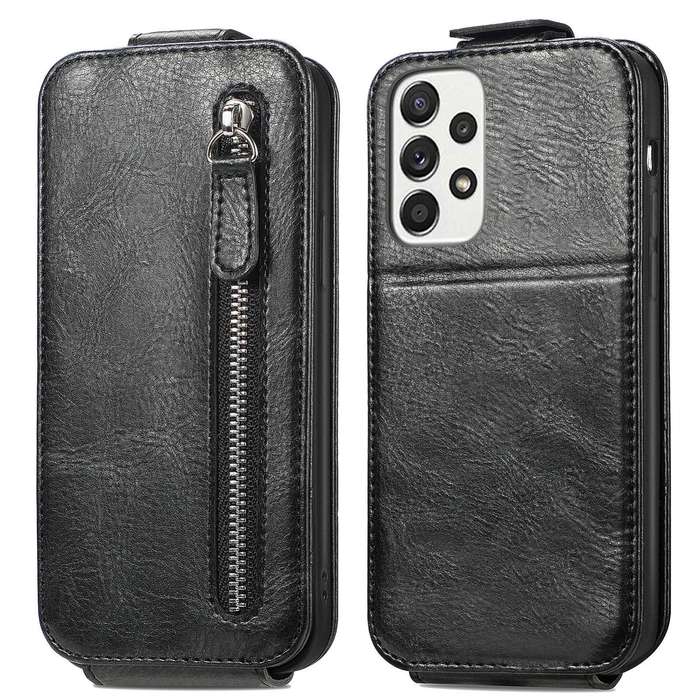 For Samsung Galaxy A73 5G Zipper Wallet Vertical Flip Leather Phone Case(Black)