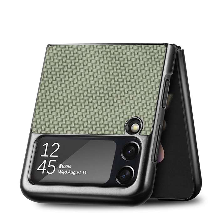 For Samsung Galaxy Z Flip4 5G Cross Pattern Slim PC Protective Phone Case(Green)