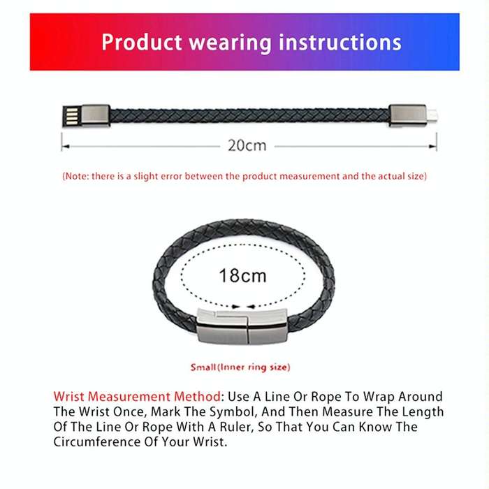 XJ-72 20cm USB to USB-C / Type-C Bracelet Charging Data Cable(Black)