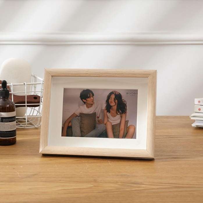 Wooden Wall-Mounted Pendulum Dual-Purpose Combination Photo Frame Style 8 inch(Wood Color)