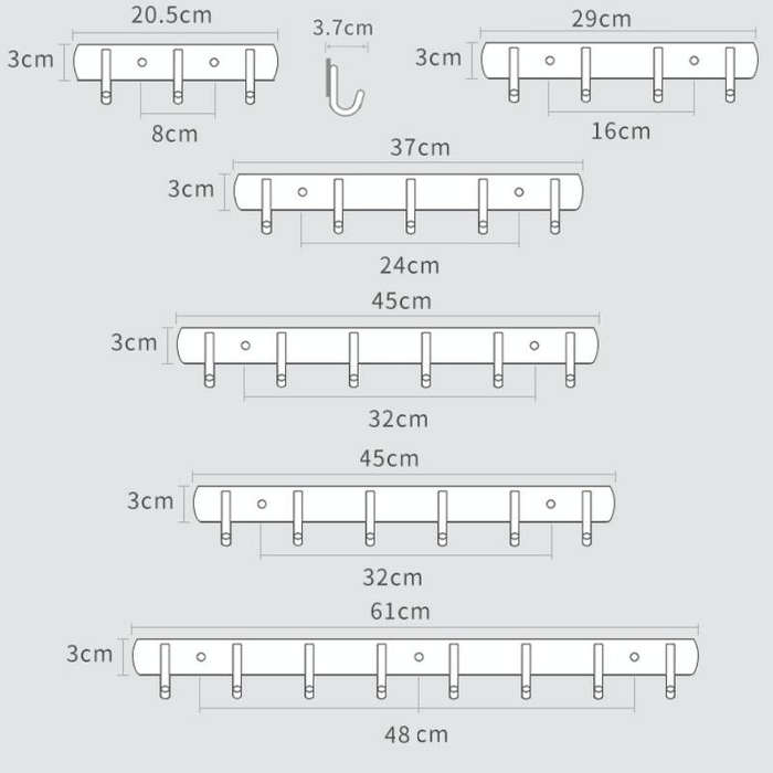 304 Stainless Steel No Punching Door Rear Coat Hook, Specification: 6 Hooks