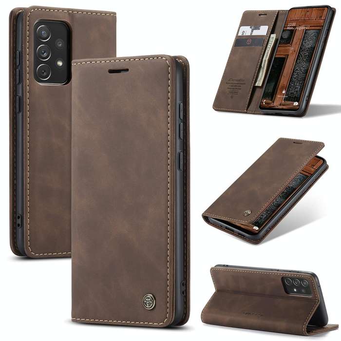 For Samsung Galaxy A73 5G CaseMe 013 Multifunctional Horizontal Flip Leather Phone Case(Coffee)