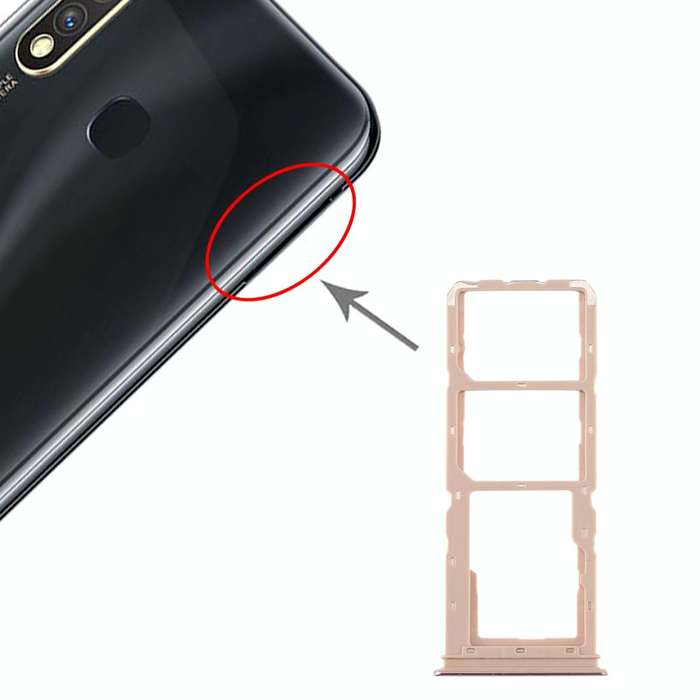 For vivo Y5s SIM Card Tray + SIM Card Tray + Micro SD Card Tray (Gold)