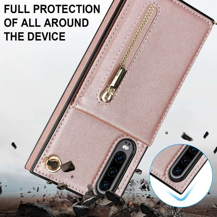 For Huawei P30 Cross-body Zipper Square TPU+PU Back Cover Case with Holder & Card Slots & Wallet ...