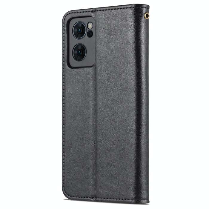 For OPPO Reno7 5G AZNS Sheepskin Texture Flip Leather Phone Case(Black)