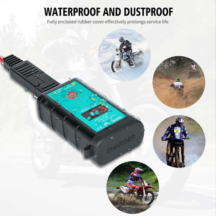WUPP ZH-1422A1 DC12-24V Motorcycle Square Dual USB Fast Charging Charger with Switch + Voltmeter ...