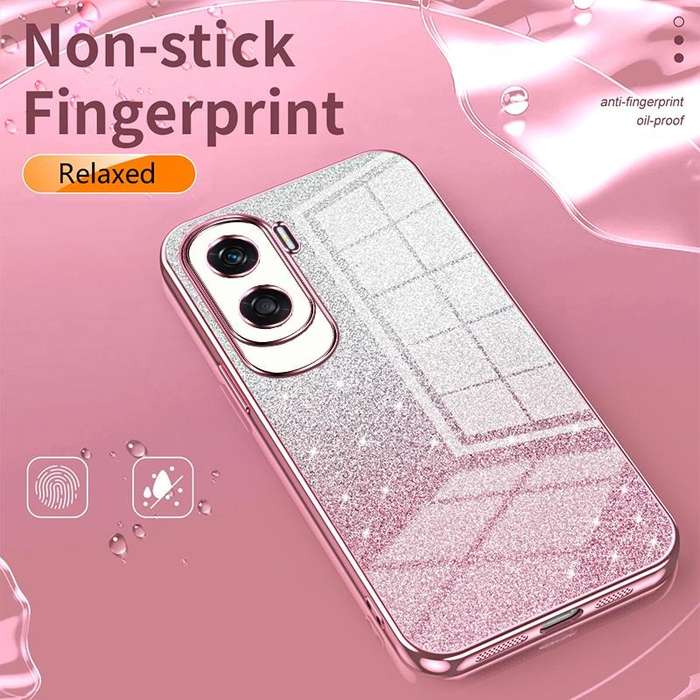 For Honor 90 Gradient Glitter Powder Electroplated Phone Case(Silver)