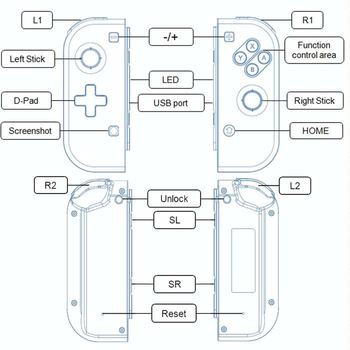 Wireless Game Joystick Controller Left and Right Handle for Nintendo Switch Pro