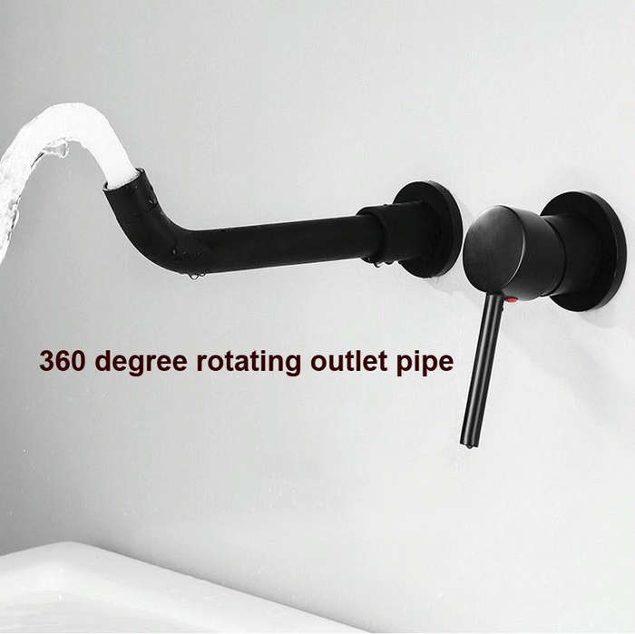 In-wall Hidden Concealed Faucet Hot and Cold Copper Mixing Valve, Specification: Black Split