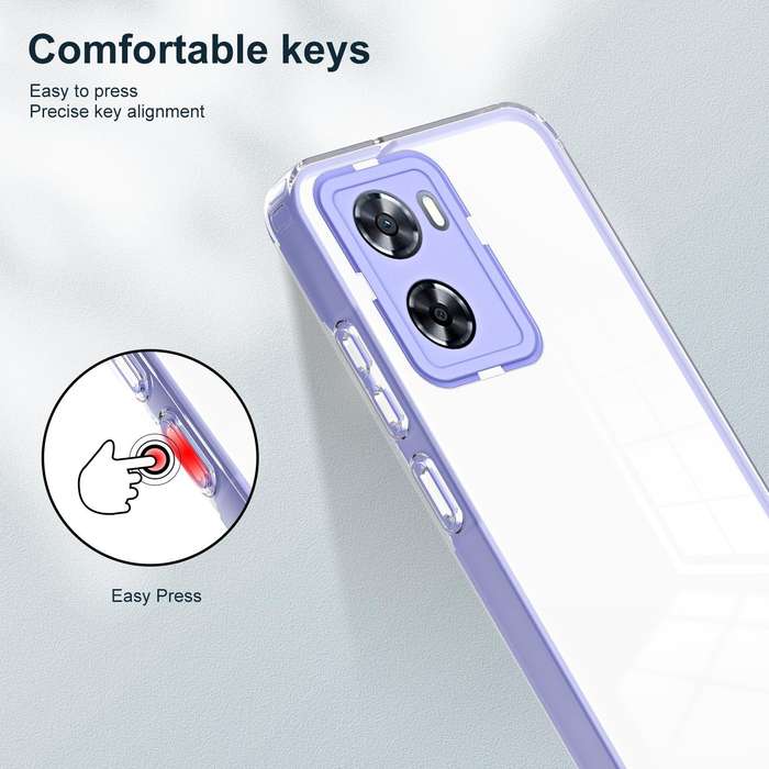 For OPPO A77 5G 3 in 1 Clear TPU Color PC Frame Phone Case(Purple)