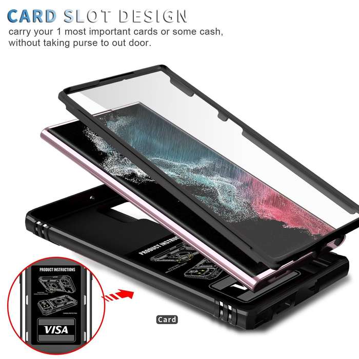 For Samsung Galaxy S22 Ultra 5G Sliding Camera Cover TPU + PC Phone Case(Black+Black)