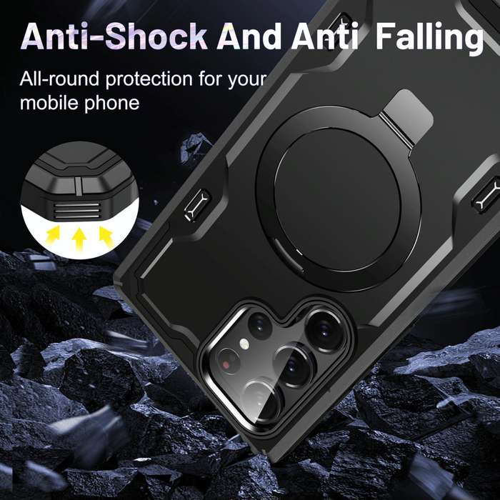 For Samsung Galaxy S23 Ultra 5G Patronus MagSafe Magnetic Holder Phone Case(Black)