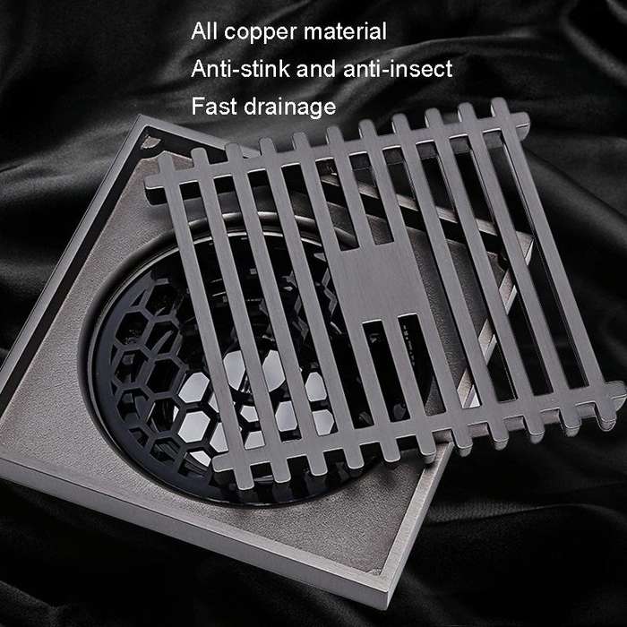 Full Copper Odor Proof Floor Drain, Style: K7002 Gold Dual Use+Straight Row