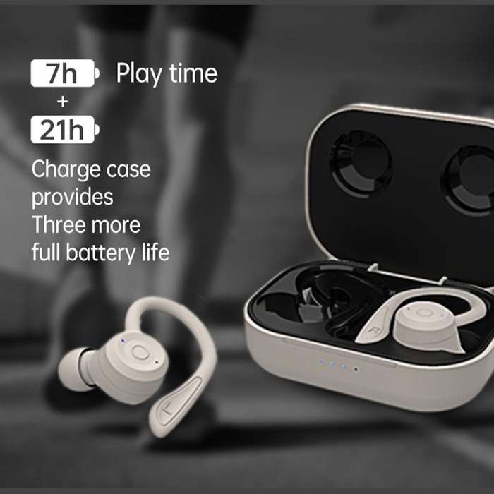 T20 TWS Bluetooth Hooks Wireless Sports Headphones with Charging Box IPX6 Waterproof Noise-cancel...