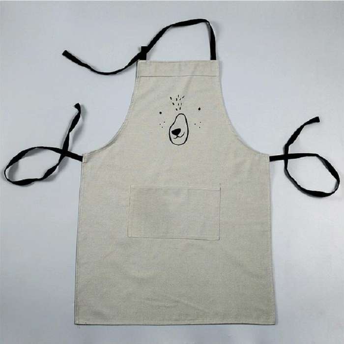 Animal Face Pattern Waterproof Sleeveless Thick Blouse Cotton Apron, Size:S(Gray)