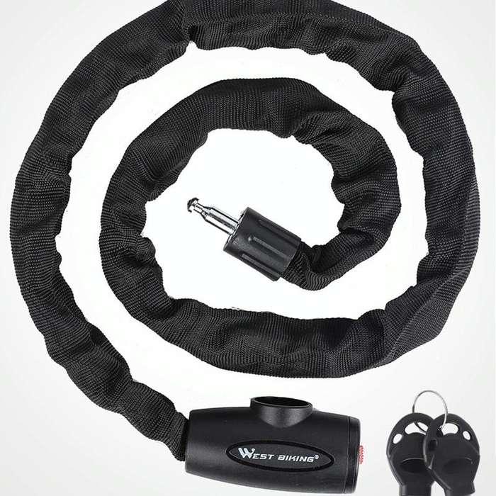 WEST BIKING 0705042 Bicycle Anti-Theft Key Lock Mountain Bike Motorcycle Chain Lock, Specificatio...