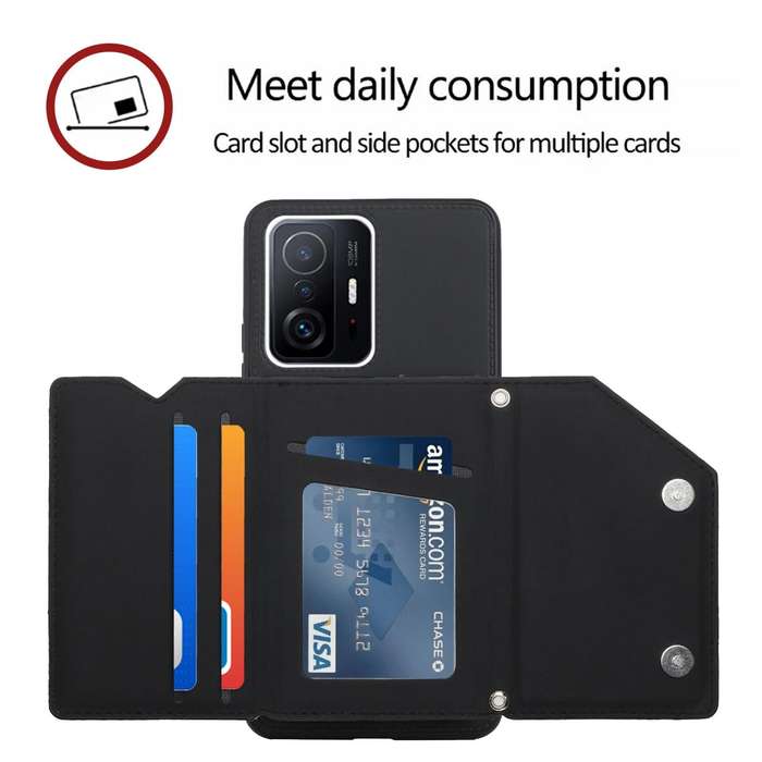 For Xiaomi Mi 11T / Mi 11 Pro Skin Feel PU + TPU + PC Back Cover Shockproof Phone Case with Card ...