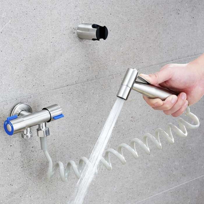 Stainless Steel One-In-Two-Out Multi-Function Three-Way Valve Faucet, Specification: Double 4-poi...