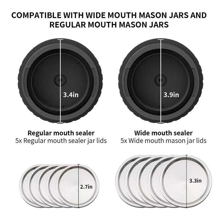 Electric Mason Jar Vacuum Sealer Kit Sealing Machine for Food Storage With 10 Jar Lids(White)
