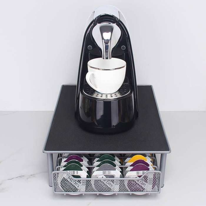 3 Rows Drawer Type Coffee Capsule Holder Organizer Can Storage 60pcs Milk Ball(Silver Gray)