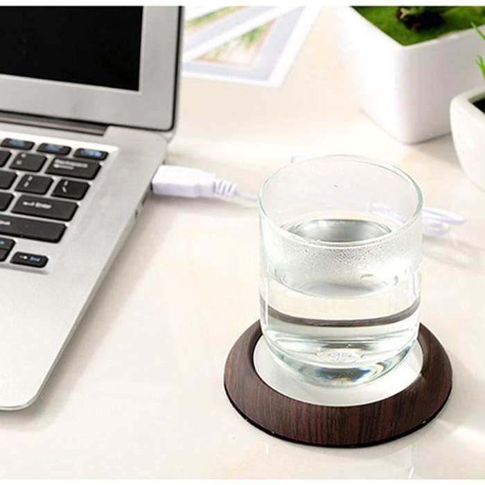 Wood Grain Marble Design USB Desktop Mug Cup Warmer Tea Coffee Drinks Heating Mat Pad, Random Col...