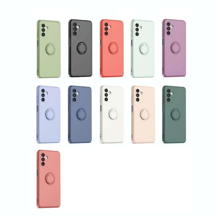 Ring Kickstand Silicone Phone Case For Samsung Galaxy A14 5G(Black)