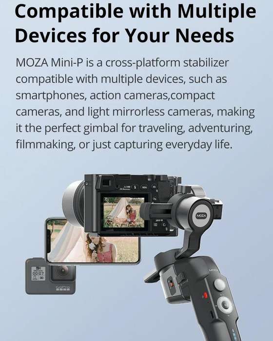 MOZA Mini-P 3 Axis Handheld Gimbal Stabilizer for Action Camera and Smart Phone(Black)