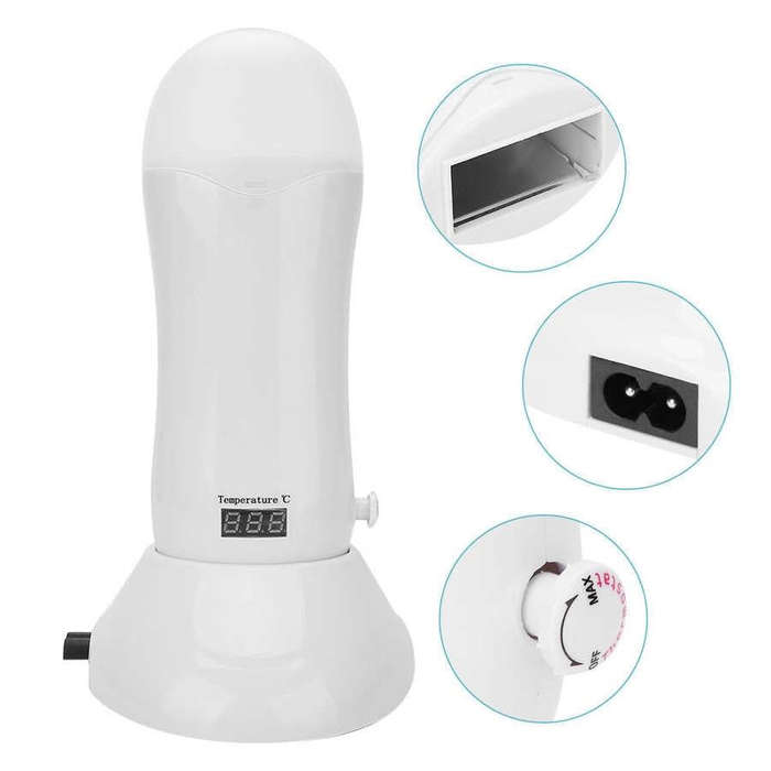 Portable Manual Thermostat Wax Machine Hair Removal Wax Bean Heater, EU Plug(White)