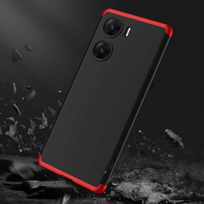 For vivo V29e GKK Three Stage Splicing Full Coverage PC Phone Case(Black Red)