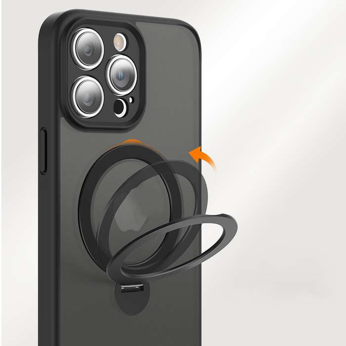 For iPhone 15 Pro 360 Magsafe Ring Holder TPU Hybrid PC Phone Case(Purple)