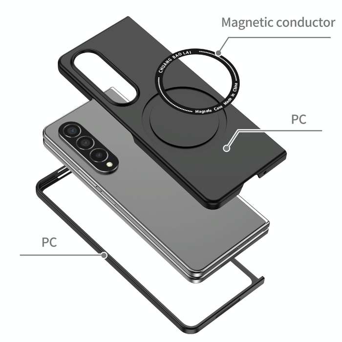 For Samsung Galaxy Z Fold4 Magsafe Magnetic Folding PC Phone Case(Black)
