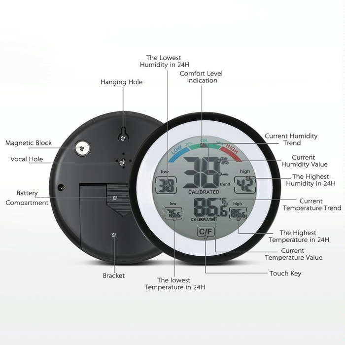 TS-S93 Multifunctional Digital Thermometer Hygrometer Temperature Humidity Meter, Value Trend Dis...