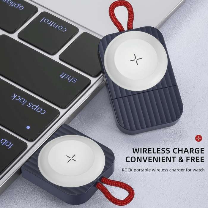 ROCK W26 Portable Magnetic Wireless Charger for Apple Watch Type-C Interface(Blue)