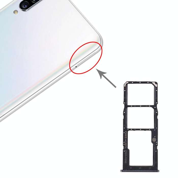 For Samsung Galaxy A30s SIM Card Tray + SIM Card Tray + Micro SD Card Tray (Black)