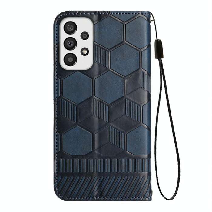 For Samsung Galaxy A33 5G Football Texture Magnetic Leather Flip Phone Case(Dark Blue)