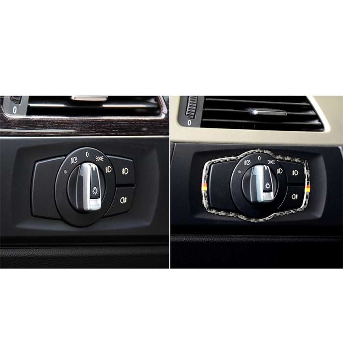 Yellow Red Color Carbon Fiber Car Headlight Switch Decorative Sticker for BMW E90 / E92 / E93 200...