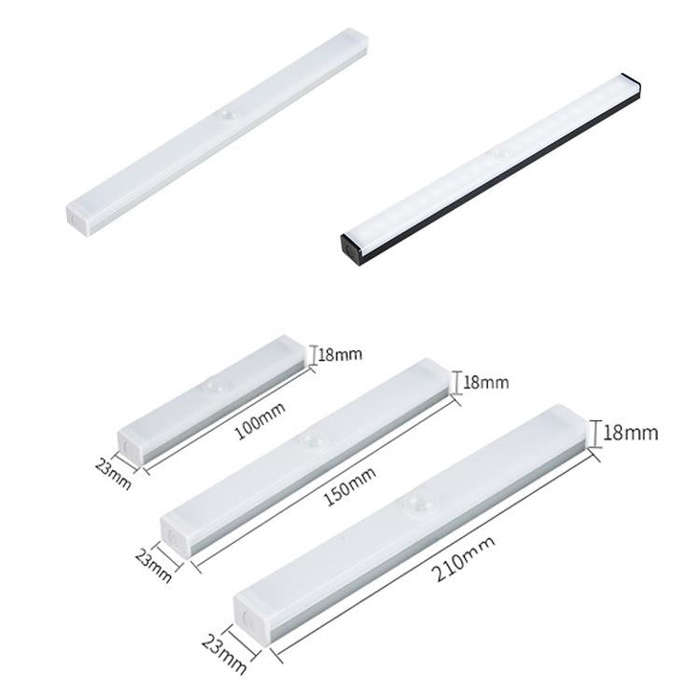 LED Human Body Induction Lamp Long Strip Charging Cabinet Lamp Strip, Size: 10cm(Silver and Warm ...