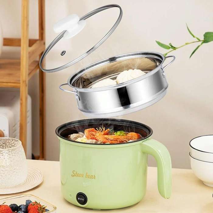 18cm Fast / Slow Gear+Non-stick Pot+Stainless Steel Steaming Grid Multifunctional Mini Electric C...