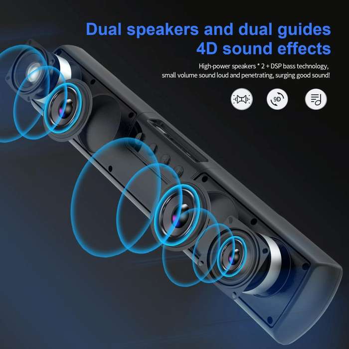 HXSJ Q3 Bluetooth 5.0 Household Extended Desktop Wall-hanging Wireless Bass Bluetooth Speaker(Black)