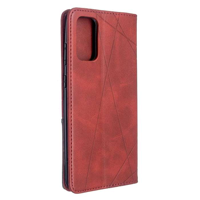For Galaxy S20+ Rhombus Texture Horizontal Flip Magnetic Leather Case with Holder & Card Slots(Red)