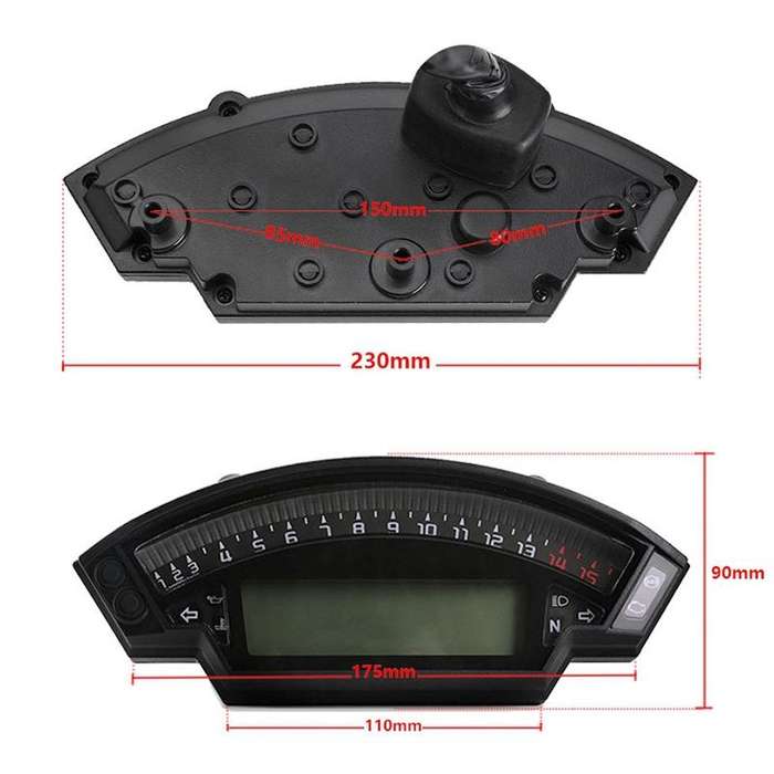 Speedpark Motorcycle LCD TFT Digital Speedometer 14000RPM 6 Gear Backlight Motorcycle Odometer fo...