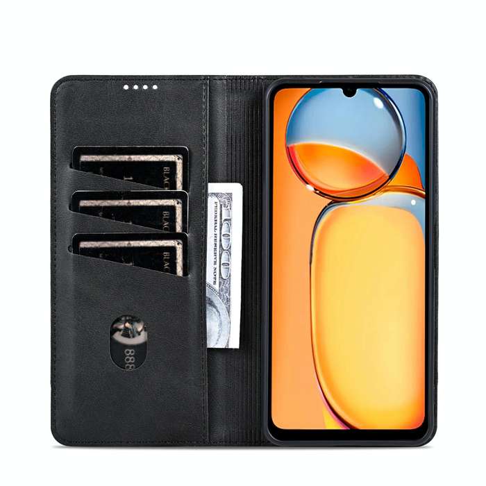 For Xiaomi Redmi 13C / Poco C65 AZNS Magnetic Calf Texture Flip Leather Phone Case(Black)
