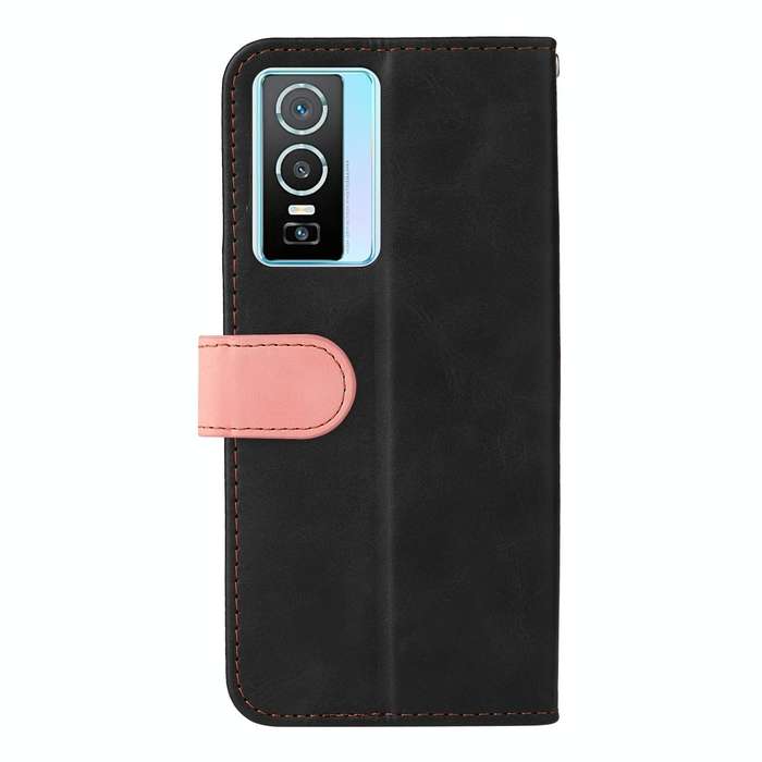 For vivo Y76 5G/Y76S Stitching-Color Horizontal Flip Leather Case(Pink)